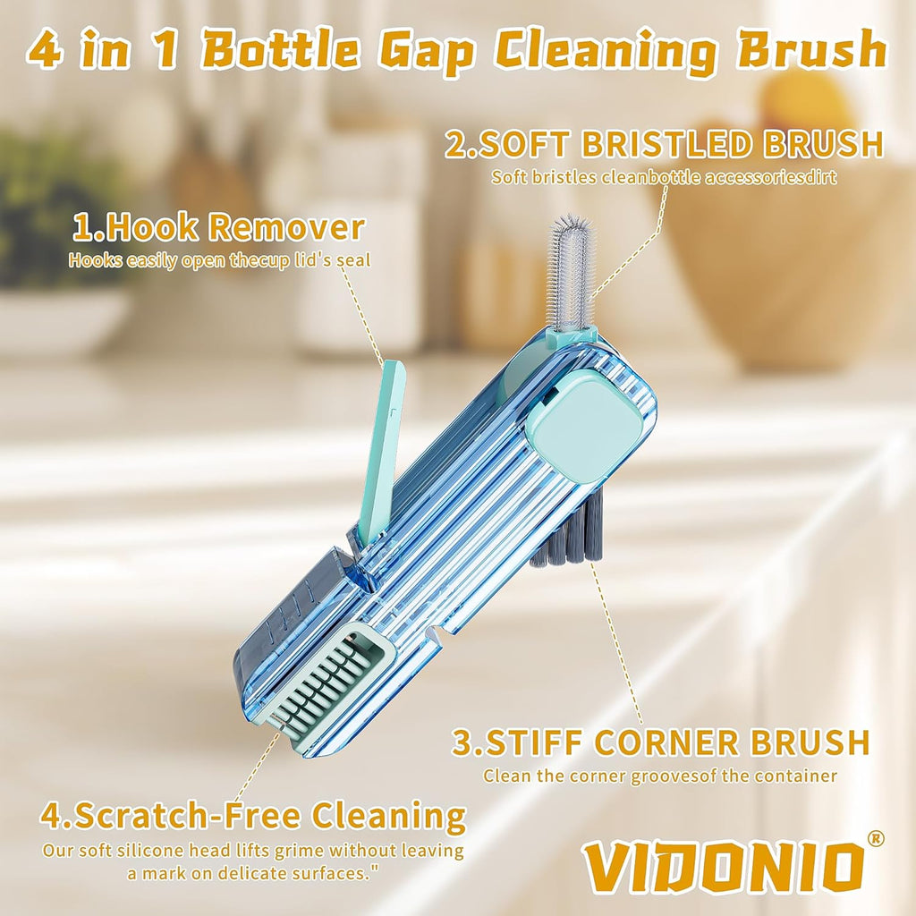 4 in 1 Cup Lid Gap Cleaning Brush Set,Multifunctional Crevice Cleaning Brush for Bottle,Multipurpose Bottle Cleaner with Compact Design Tiny Silicone Cup Holder Cleaner Tool,Kitchen Gadgets